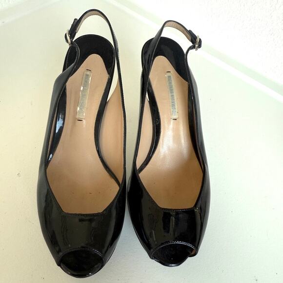 Nicholas Kirkwood Black Patent Leather Platform Slingback Heels Size 37 (US 7) - Picture 4 of 10